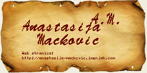 Anastasija Mačković vizit kartica